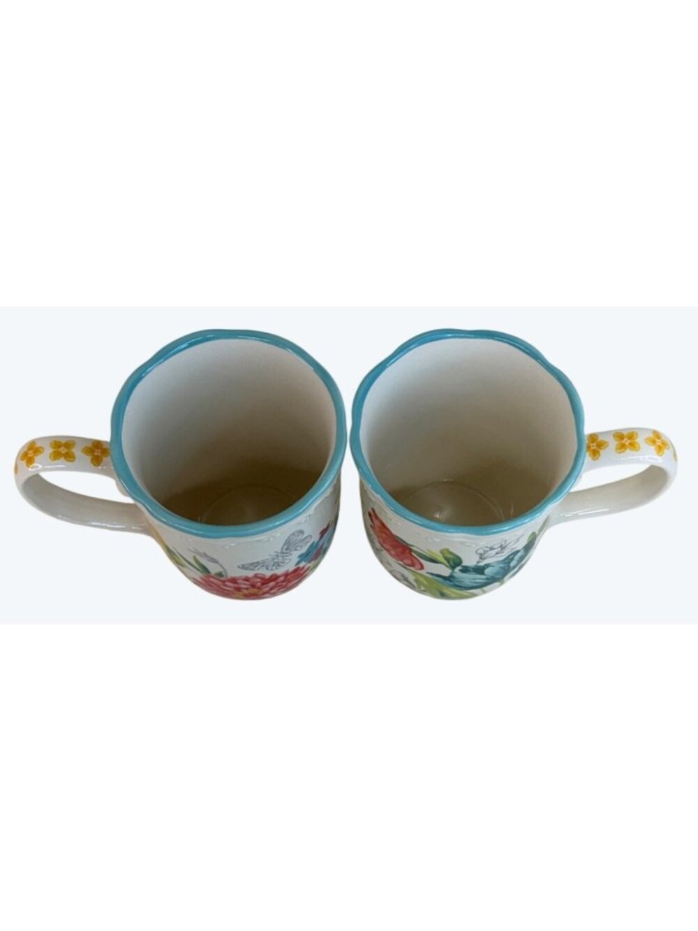 2 Pioneer Woman Stoneware Blooming Bouquet Mugs Floral Butterfly - Picture 5 of 9